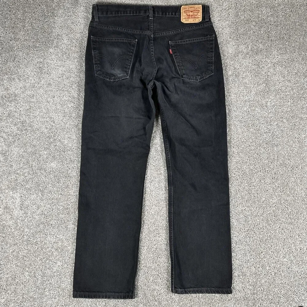 Vtg Levis 505 Jeans Mens 34x30* Dark Black Straight Leg Denim Y2K (Tag 36x32)